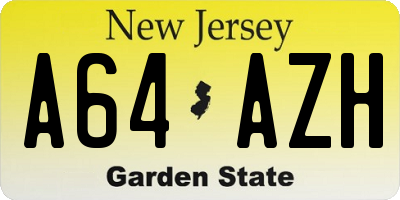 NJ license plate A64AZH