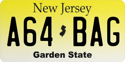 NJ license plate A64BAG