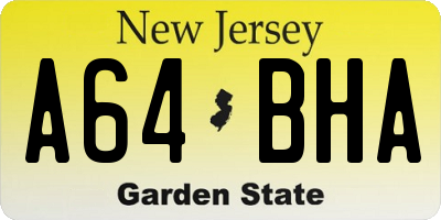 NJ license plate A64BHA