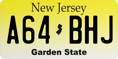 NJ license plate A64BHJ