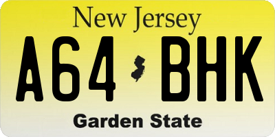 NJ license plate A64BHK
