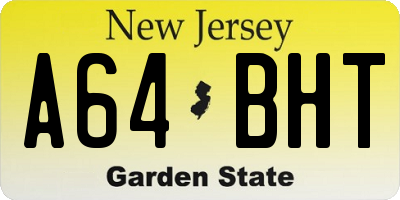 NJ license plate A64BHT