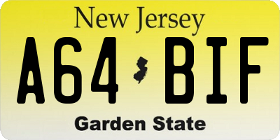 NJ license plate A64BIF