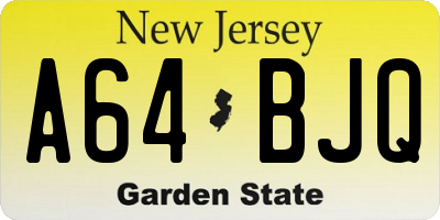 NJ license plate A64BJQ