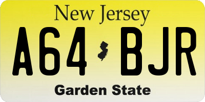 NJ license plate A64BJR
