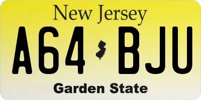 NJ license plate A64BJU