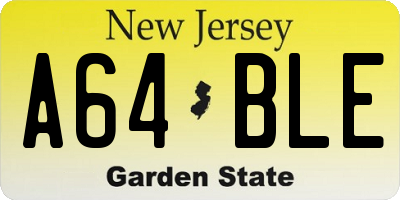 NJ license plate A64BLE