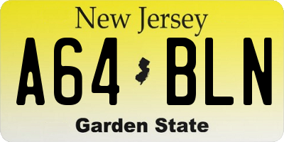NJ license plate A64BLN