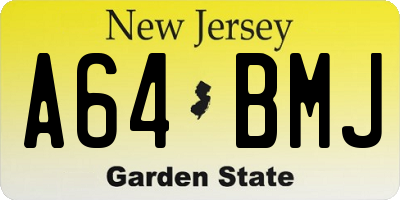NJ license plate A64BMJ