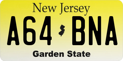 NJ license plate A64BNA