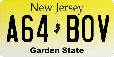NJ license plate A64BOV