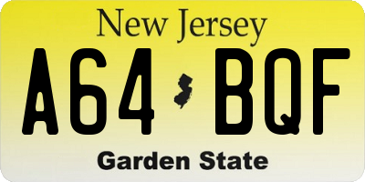 NJ license plate A64BQF
