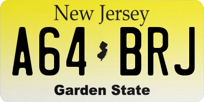 NJ license plate A64BRJ