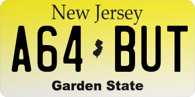 NJ license plate A64BUT