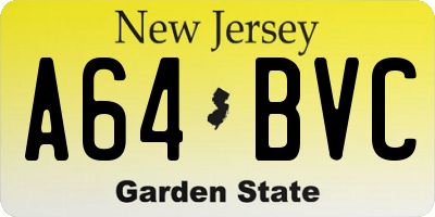 NJ license plate A64BVC