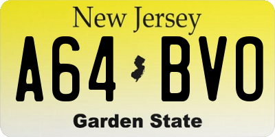 NJ license plate A64BVO