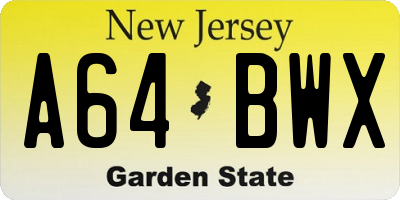 NJ license plate A64BWX