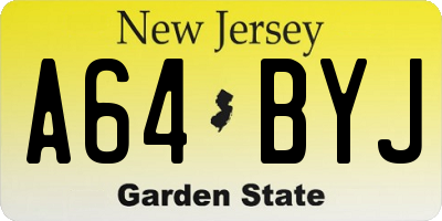 NJ license plate A64BYJ