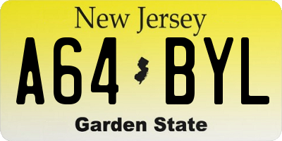 NJ license plate A64BYL