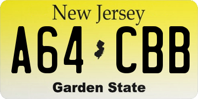 NJ license plate A64CBB