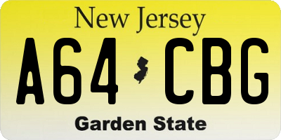 NJ license plate A64CBG