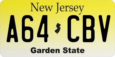NJ license plate A64CBV
