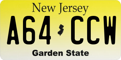 NJ license plate A64CCW