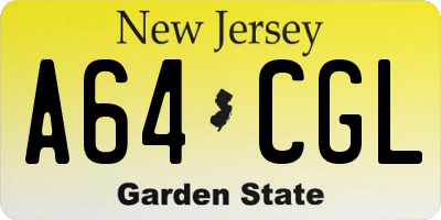 NJ license plate A64CGL
