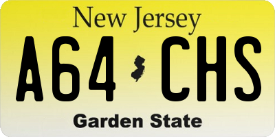 NJ license plate A64CHS