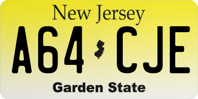 NJ license plate A64CJE