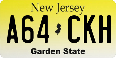 NJ license plate A64CKH