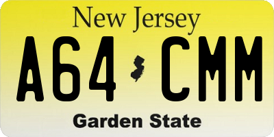 NJ license plate A64CMM