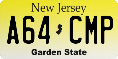 NJ license plate A64CMP