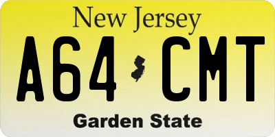 NJ license plate A64CMT