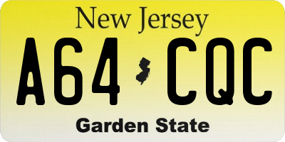 NJ license plate A64CQC