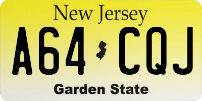NJ license plate A64CQJ