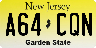 NJ license plate A64CQN