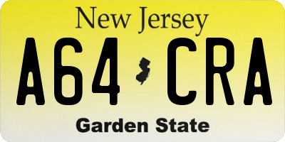 NJ license plate A64CRA