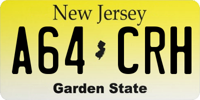 NJ license plate A64CRH