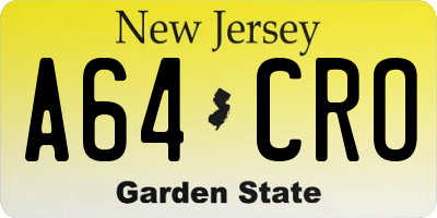 NJ license plate A64CRO