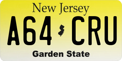 NJ license plate A64CRU