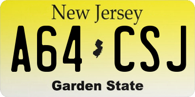NJ license plate A64CSJ
