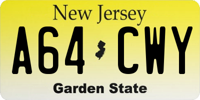 NJ license plate A64CWY