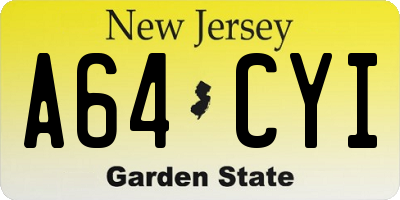 NJ license plate A64CYI