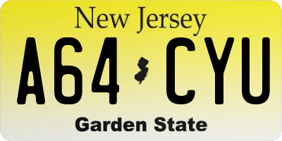NJ license plate A64CYU