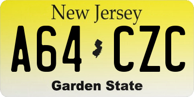 NJ license plate A64CZC