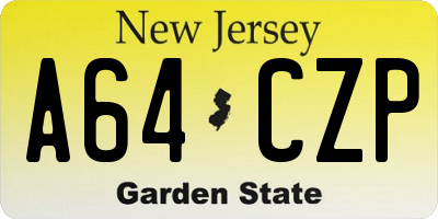 NJ license plate A64CZP