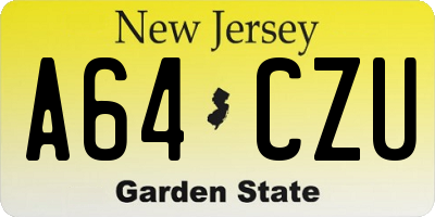 NJ license plate A64CZU