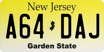 NJ license plate A64DAJ
