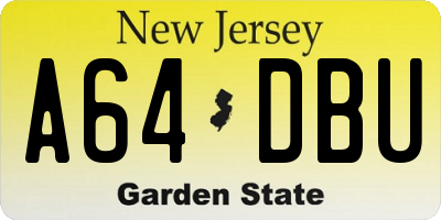 NJ license plate A64DBU